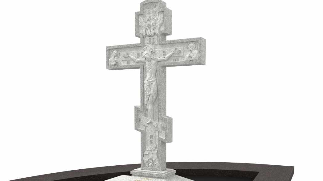 Гранитный крест поклонный с распятием